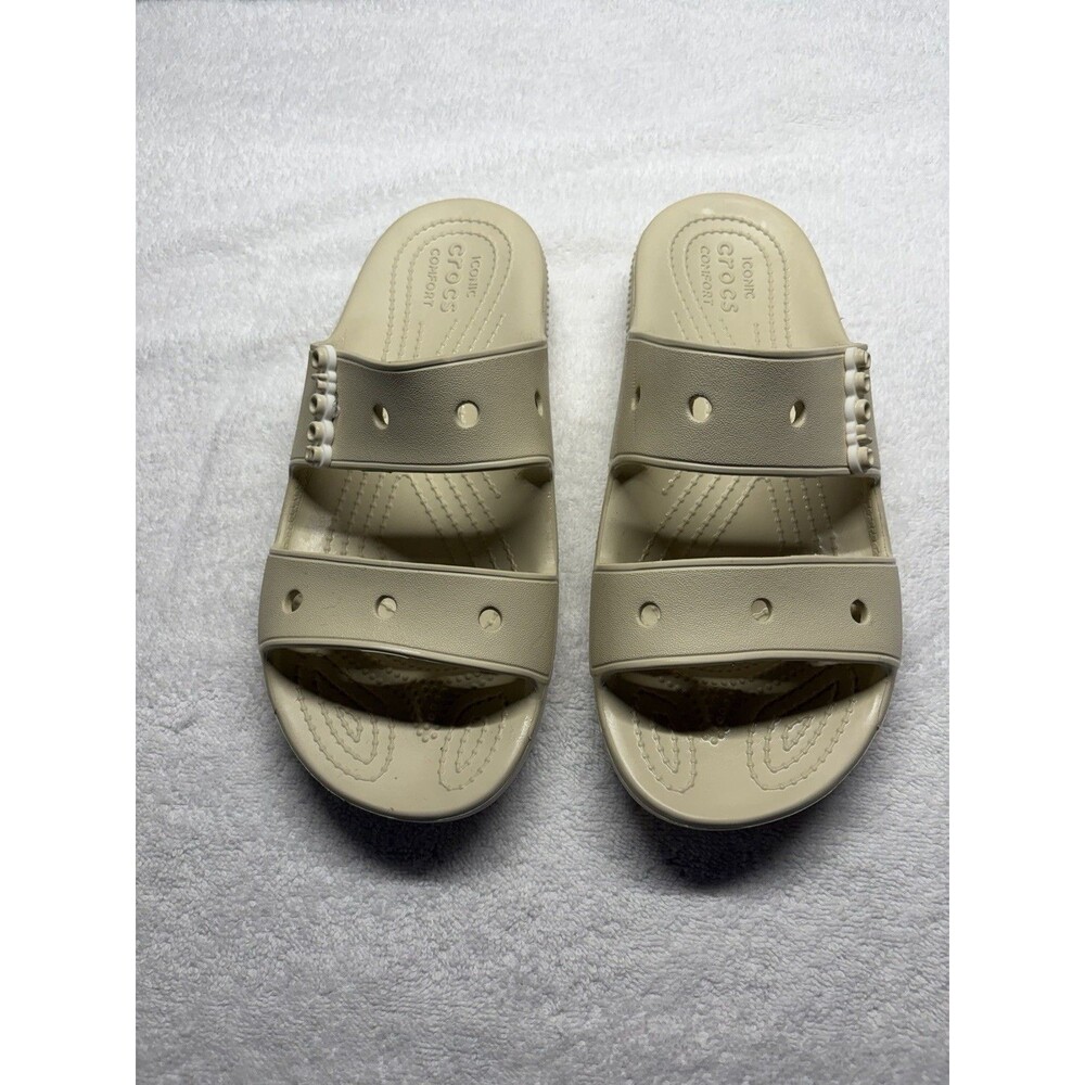 Crocs Sandals Women Size 7 Classic Two Strap Slide On Ventilation Crocs in Bone